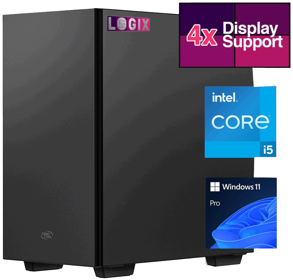 LOGIX 12th Gen Intel Core i5 4-Display Micro Tower PC for CCTV